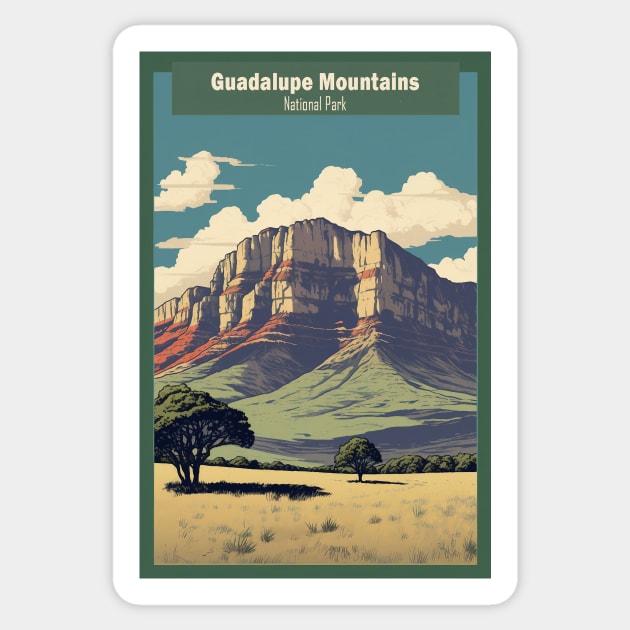 Guadalupe Mountains National Park Travel Poster Sticker by GreenMary Design